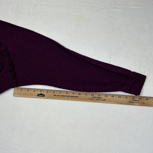 Anthropologie Pilcro Raglan Ruffled Thermal Top Purple Size Small Preppy Office - Picture 12 of 16